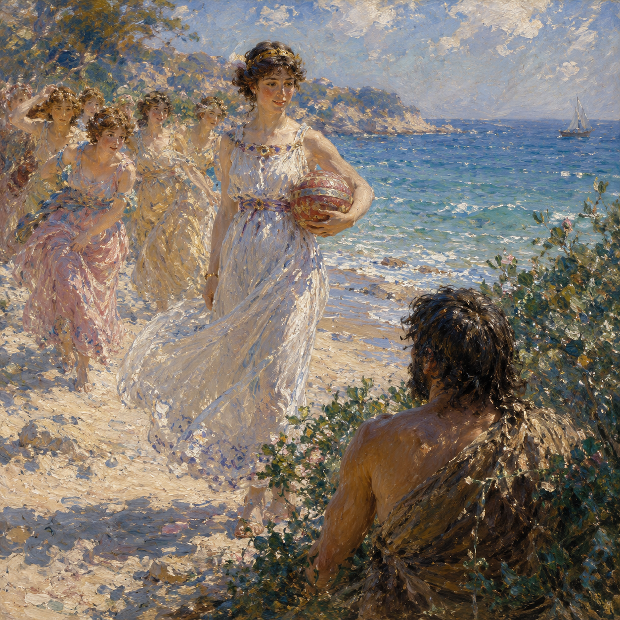 Nausicaa discovers Odysseus on the shore